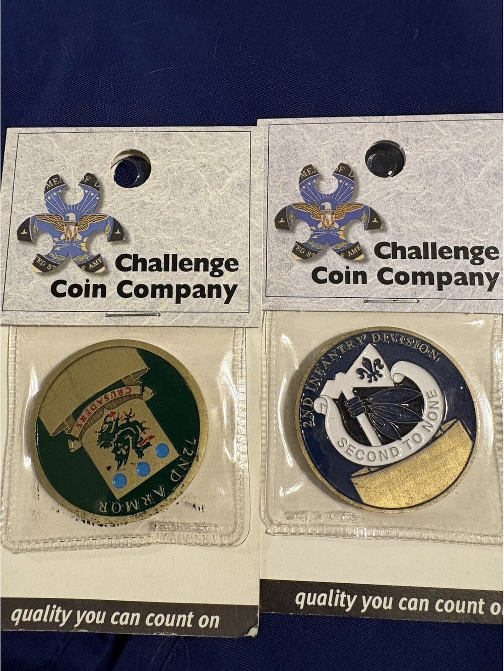 CHALLENGE COINS - Lot of 2 - 72d Armor 2d Infantry Camp Casey Korea Crusaders